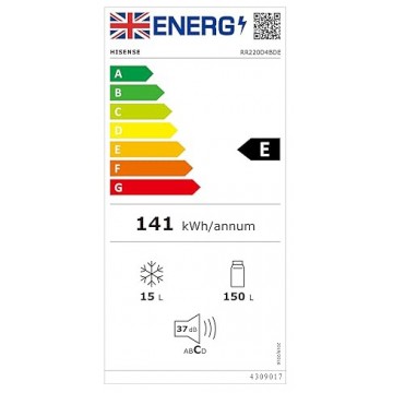 Hisense RR220D4BDE Μονόπορτο Ψυγείο Υ126.5xΠ51.5xΒ51.4εκ. Inox